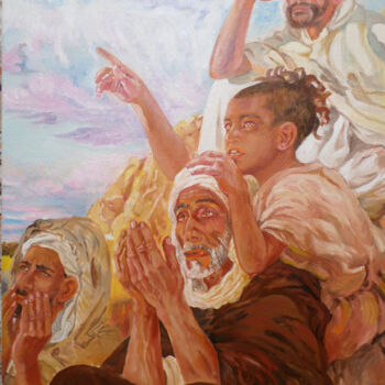 Peinture intitulée "Observation du croi…" par Hassina Bouglam, Œuvre d'art originale, Huile