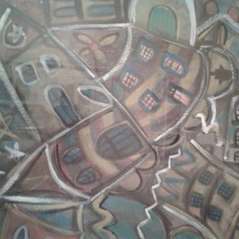 Peinture intitulée "Village 1" par Hassina Zahaf, Œuvre d'art originale