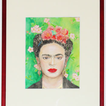 Painting titled "Frida Kahlo" by Abir Hassouna, Original Artwork, Watercolor