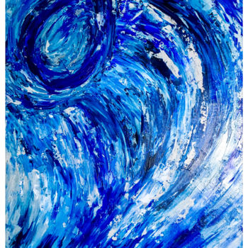 Картина под названием "Vague-wave" - Abir Hassouna, Подлинное произведение искусства, Масло