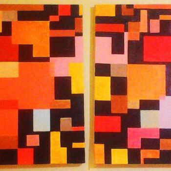 Peinture intitulée "A moving squares" par Hatemart, Œuvre d'art originale, Huile Monté sur Châssis en bois