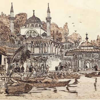 Malarstwo zatytułowany „İstanbul” autorstwa Hatice Özbayrak, Oryginalna praca, Drewno