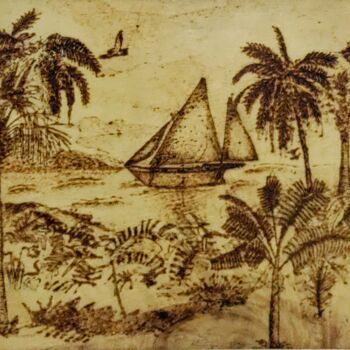 Pittura intitolato "Paradise island" da Hatice Özbayrak, Opera d'arte originale, Pennarello