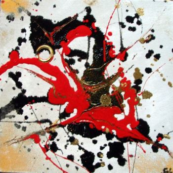 Pintura titulada "Jeté noir et rouge" por Sébastien Hauduc, Obra de arte original, Acrílico Montado en Bastidor de camilla d…