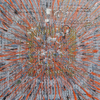 Картина под названием "Collapse gris-orange" - Sébastien Hauduc, Подлинное произведение искусства, Акрил Установлен на Дерев…