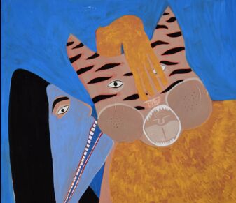 Malerei mit dem Titel "tygah and me" von Linda Hauser, Original-Kunstwerk, Acryl