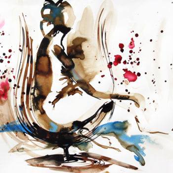 Peinture intitulée "Bien assise…" par Stéphane Hauton (O), Œuvre d'art originale, Aquarelle