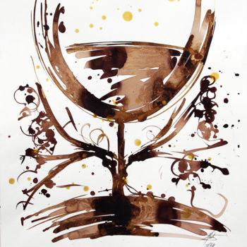 Peinture intitulée "vin-tableau-tableau…" par Stéphane Hauton (O), Œuvre d'art originale, Aquarelle