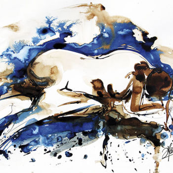 Ζωγραφική με τίτλο "Femme d'O" από Stéphane Hauton (O), Αυθεντικά έργα τέχνης, Ακουαρέλα