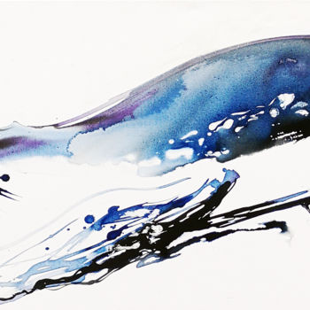 Painting titled "La vague de l'essen…" by Stéphane Hauton (O), Original Artwork, Watercolor