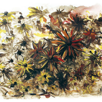 Painting titled "Jardin coloré" by Stéphane Hauton (O), Original Artwork, Acrylic