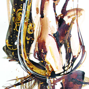제목이 "Champagne"인 그림 Stéphane Hauton (O)로, 원작, 잉크