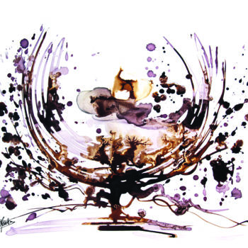 Peinture intitulée "Vin, champagne, un…" par Stéphane Hauton (O), Œuvre d'art originale, Aquarelle