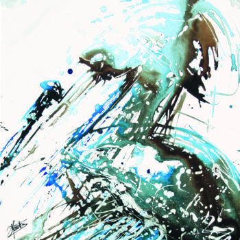 Peinture intitulée "Ballade bleu" par Stéphane Hauton (O), Œuvre d'art originale, Encre