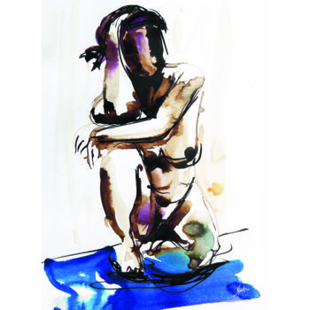 Painting titled "Je te regarde, que…" by Stéphane Hauton (O), Original Artwork, Ink