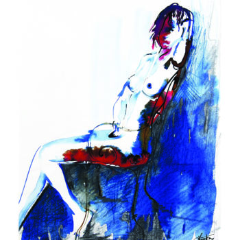Dessin intitulée "Bien asssise…" par Stéphane Hauton (O), Œuvre d'art originale, Encre