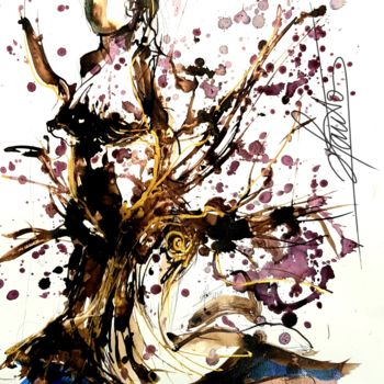 Dessin intitulée "Le corps de vin et…" par Stéphane Hauton (O), Œuvre d'art originale, Aquarelle