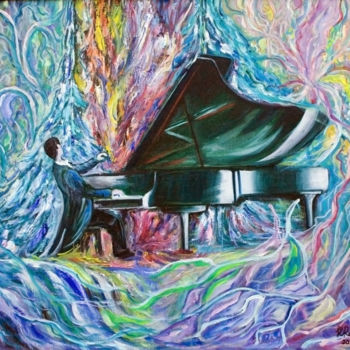 Painting titled "Music-3" by Galina-Hava, Original Artwork, Oil