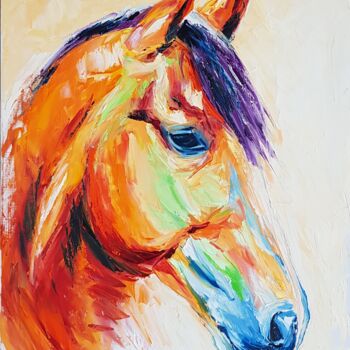 Malerei mit dem Titel "Horse in colors" von Daniel Havel, Original-Kunstwerk, Öl