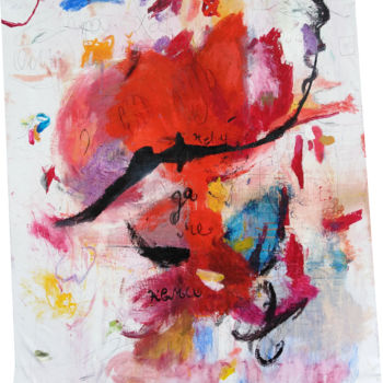 Картина под названием "Textured Red Abstra…" - Havlini, Подлинное произведение искусства, Акрил Установлен на Деревянная рам…