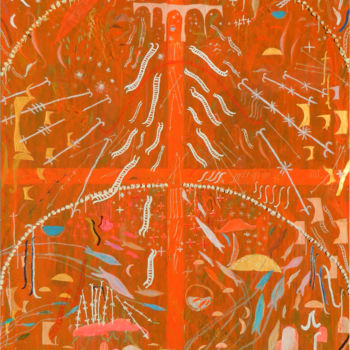 Malerei mit dem Titel "Oversized Orange Pa…" von Havlini, Original-Kunstwerk, Acryl Auf Keilrahmen aus Holz montiert