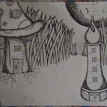 Drawing titled "Mushroom Chess" by Havok, Original Artwork, Other