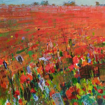 Картина под названием "Poppy field" - Knarik Mikayelyan, Подлинное произведение искусства, Акрил