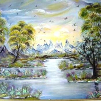 Schilderij getiteld "paysage" door Hayat Dadoun, Origineel Kunstwerk