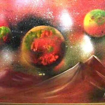 Painting titled "planete rouge" by Hayat Dadoun, Original Artwork
