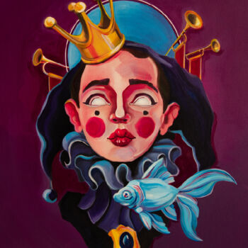 Schilderij getiteld "Madonna the Clown" door Hayk Hovhannisyan, Origineel Kunstwerk, Acryl