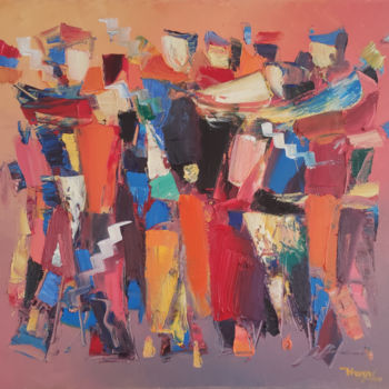 Peinture intitulée "Abstraction-24" par Hayk Miqayelyan, Œuvre d'art originale, Huile Monté sur Châssis en bois