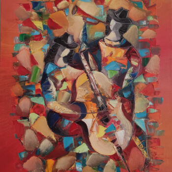 Painting titled "Jazz (60x50cm ,oil/…" by Hayk Miqayelyan, Original Artwork, Oil Mounted on Wood Stretcher frame