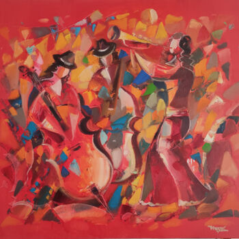 Painting titled "Musical festival (7…" by Hayk Miqayelyan, Original Artwork, Oil Mounted on Wood Stretcher frame