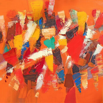Painting titled "Abstraction" by Hayk Miqayelyan, Original Artwork, Oil Mounted on Wood Stretcher frame