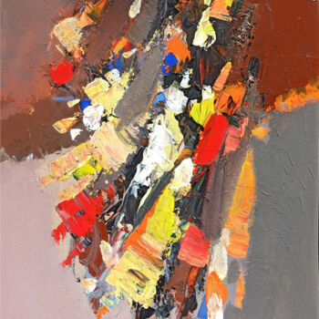 Painting titled "Textured abstract" by Hayk Miqayelyan, Original Artwork, Oil Mounted on Wood Stretcher frame