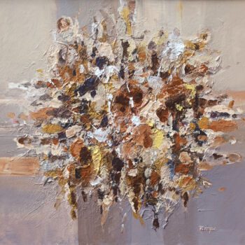 Painting titled "The Texture of Fall" by Hayk Miqayelyan, Original Artwork, Oil Mounted on Wood Stretcher frame