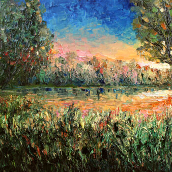 Pintura intitulada "The Evening." por Haykuhi Khachatryan, Obras de arte originais, Óleo