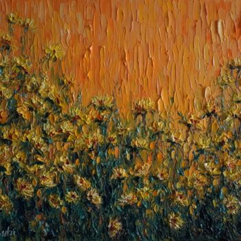 Painting titled "Yellow flowers" by Haykuhi Khachatryan, Original Artwork, Oil