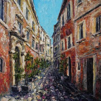 Pittura intitolato "A street in Rome" da Haykuhi Khachatryan, Opera d'arte originale, Olio