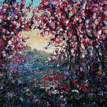 Painting titled "Blooming trees" by Haykuhi Khachatryan, Original Artwork, Oil