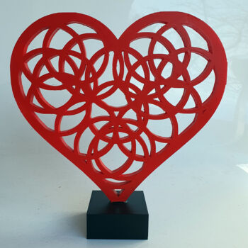 Sculpture intitulée "HAYVON Coeur rouge…" par Hayvon, Œuvre d'art originale, Résine