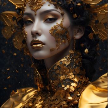 Digital Arts titled "Golden" by Hazel, Original Artwork, AI generated image