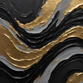 Digital Arts titled "Black and gold luxu…" by Hazel, Original Artwork, Digital Painting