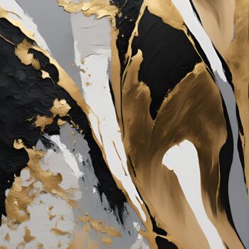 Arts numériques intitulée "Liquid gold" par Hazel, Œuvre d'art originale, Peinture numérique