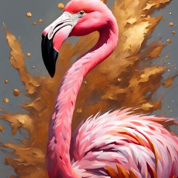 Digital Arts titled "Flamingo Paradise" by Hazel, Original Artwork, AI generated image