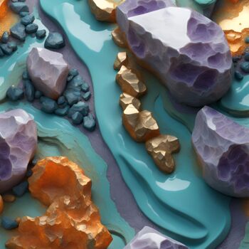 Arts numériques intitulée "Turquoise" par Hazel, Œuvre d'art originale, Image générée par l'IA