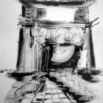Desenho intitulada "Temple de papier" por Hbron, Obras de arte originais