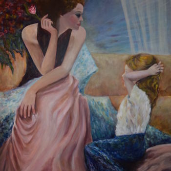 Painting titled "Shared Moment" by Hajnal V. Csorba, Original Artwork, Acrylic