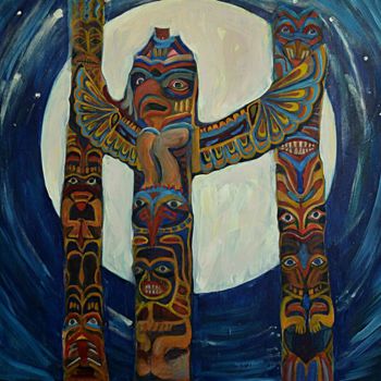 Картина под названием "Eagle Totem" - Hajnal V. Csorba, Подлинное произведение искусства, Акрил