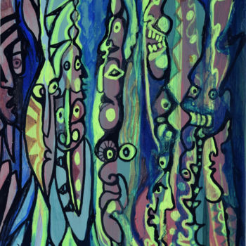 Pintura titulada "jungle-totem-hcsorb…" por Hajnal V. Csorba, Obra de arte original, Acrílico
